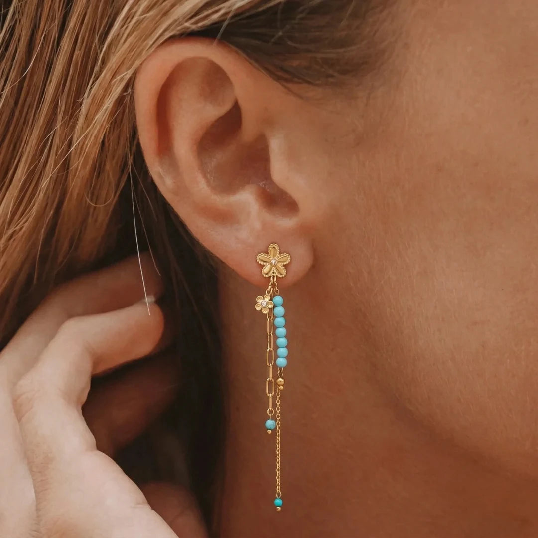 Turquoise Bloom Drop Earrings