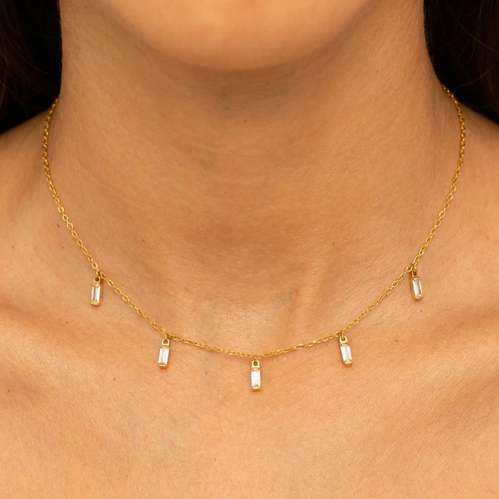 Baguette Station Necklace
