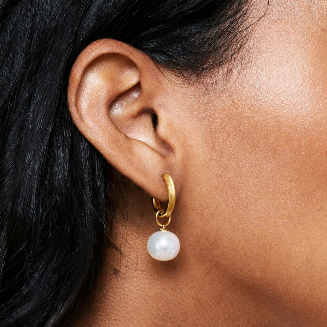 Freshwater Drop Pearl Hoop Earrings