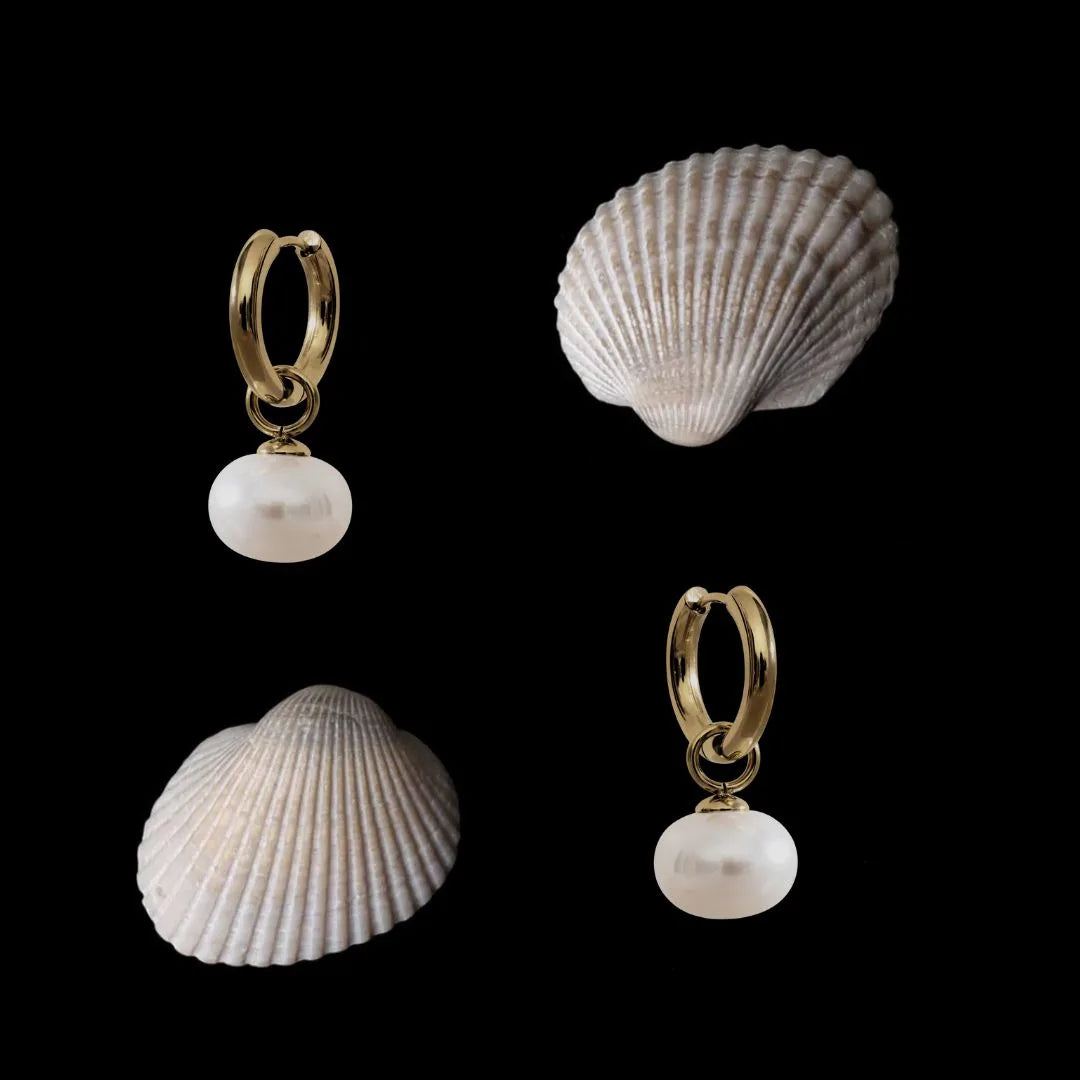 Freshwater Drop Pearl Hoop Earrings