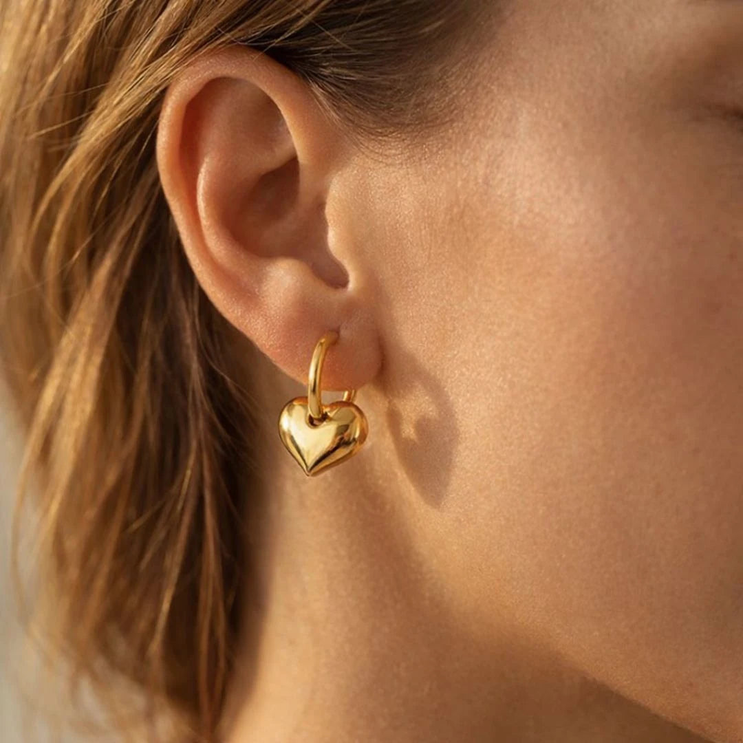 Gold Heart Hoop Earrings