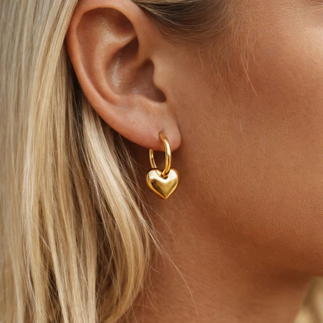 Gold Heart Hoop Earrings