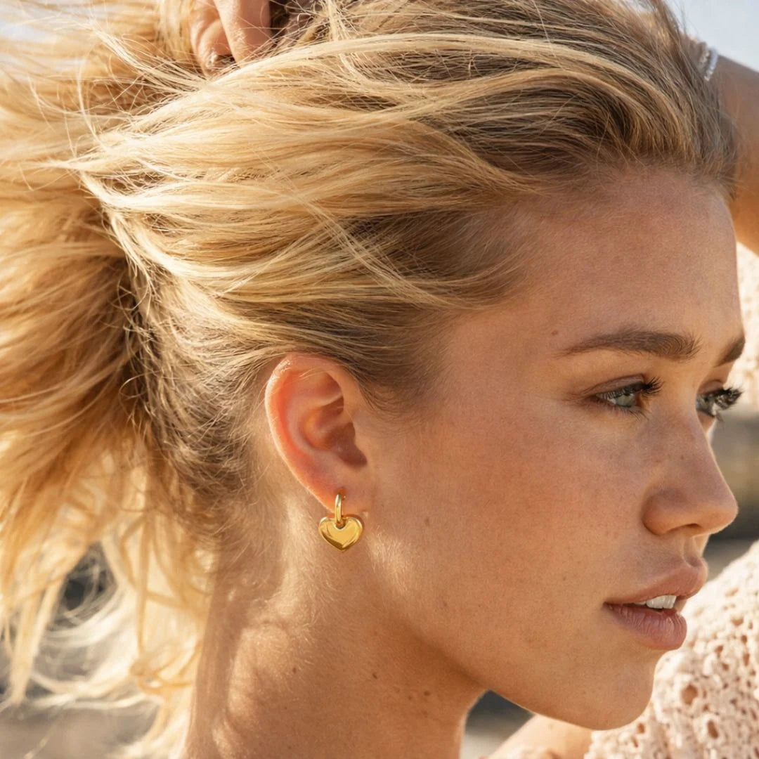 Gold Heart Hoop Earrings