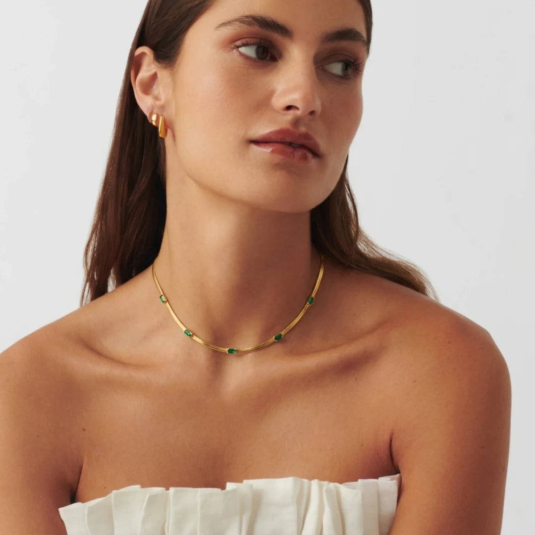 Emerald Station Necklace