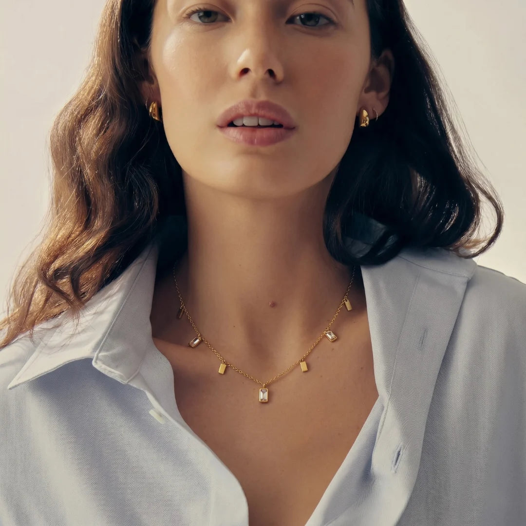 Baguette Station Necklace