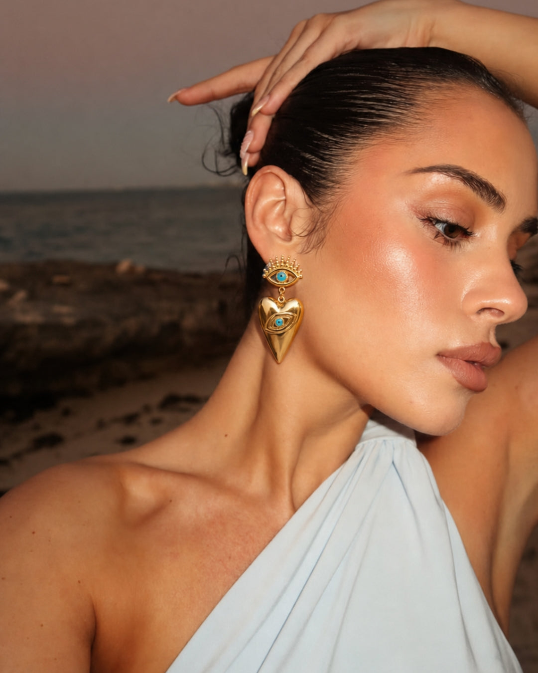 Astra Evil Eye Heart Earrings