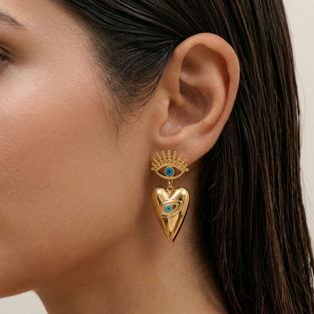Astra Evil Eye Heart Earrings