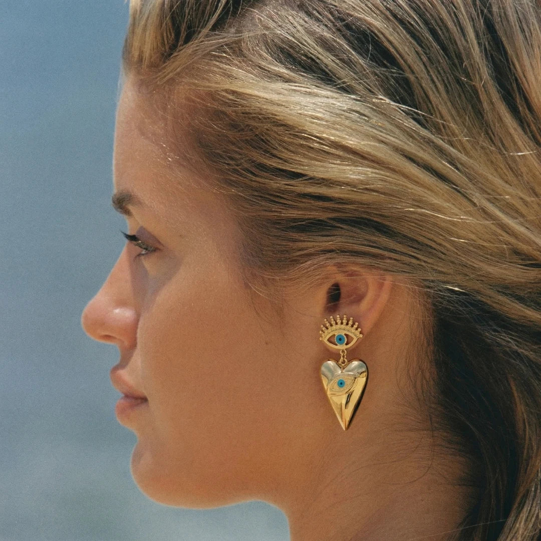 Astra Evil Eye Heart Earrings