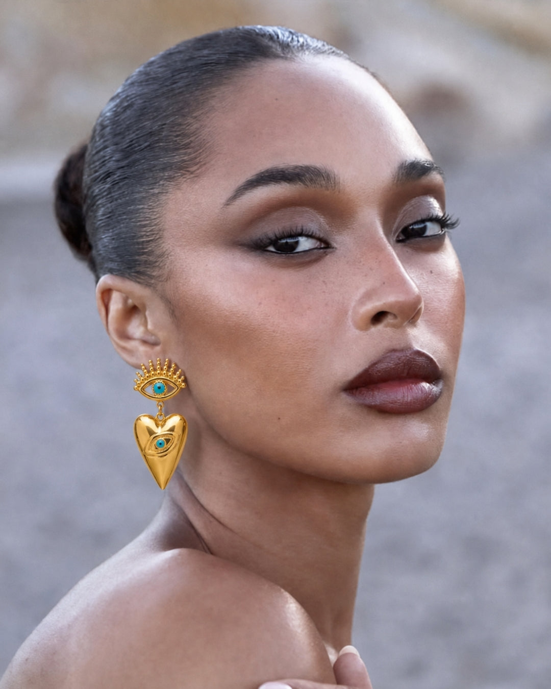 Astra Evil Eye Heart Earrings