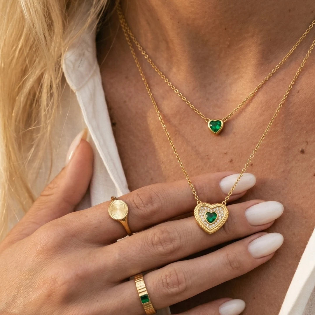 Emerald Heart Layered Necklace