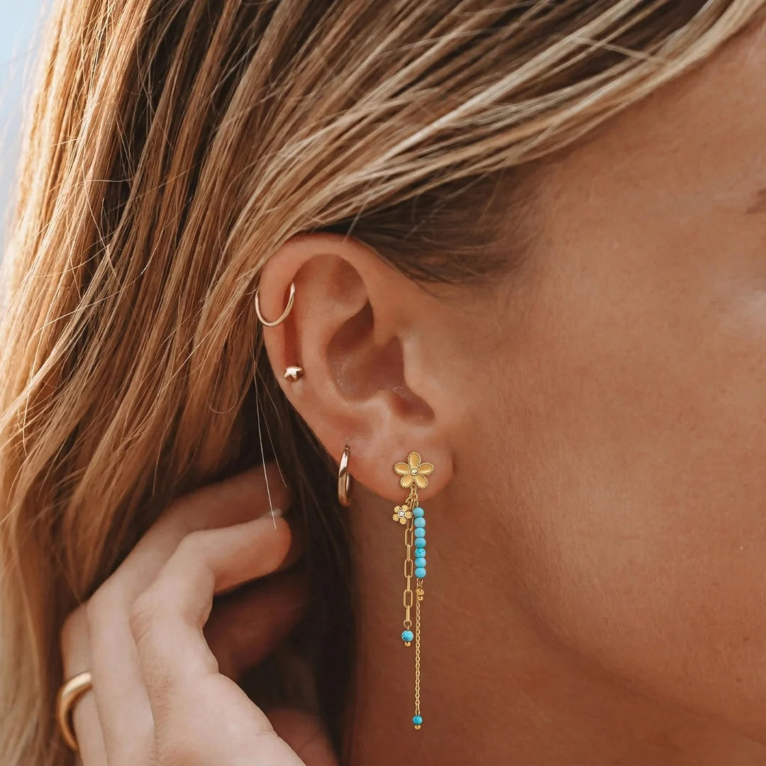 Turquoise Bloom Drop Earrings