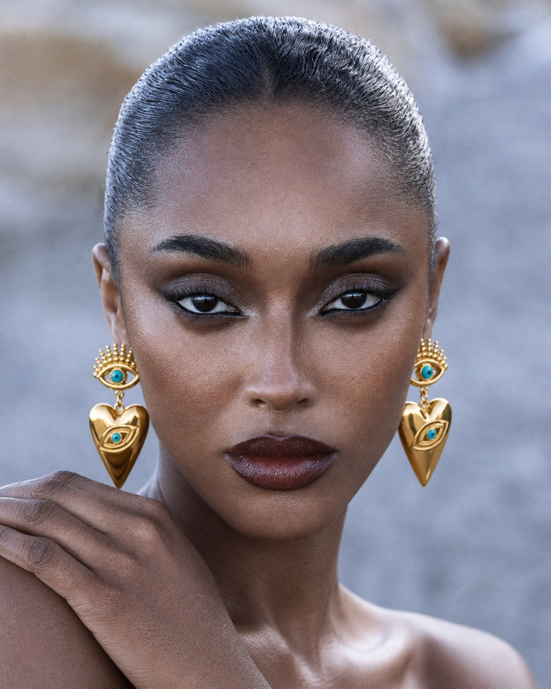 Astra Evil Eye Heart Earrings