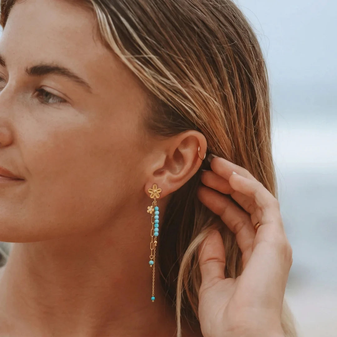 Turquoise Bloom Drop Earrings