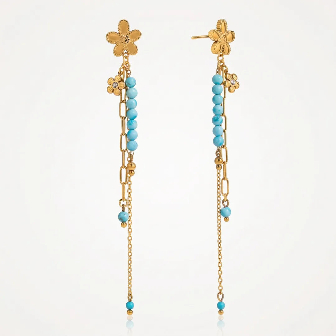 Turquoise Bloom Drop Earrings