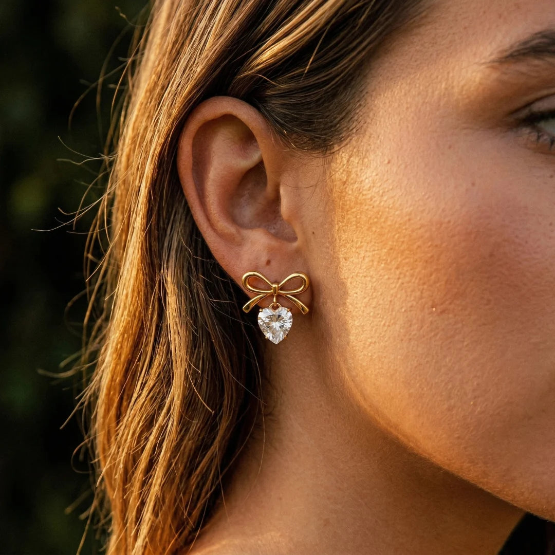Celeste Bow & Heart Earrings