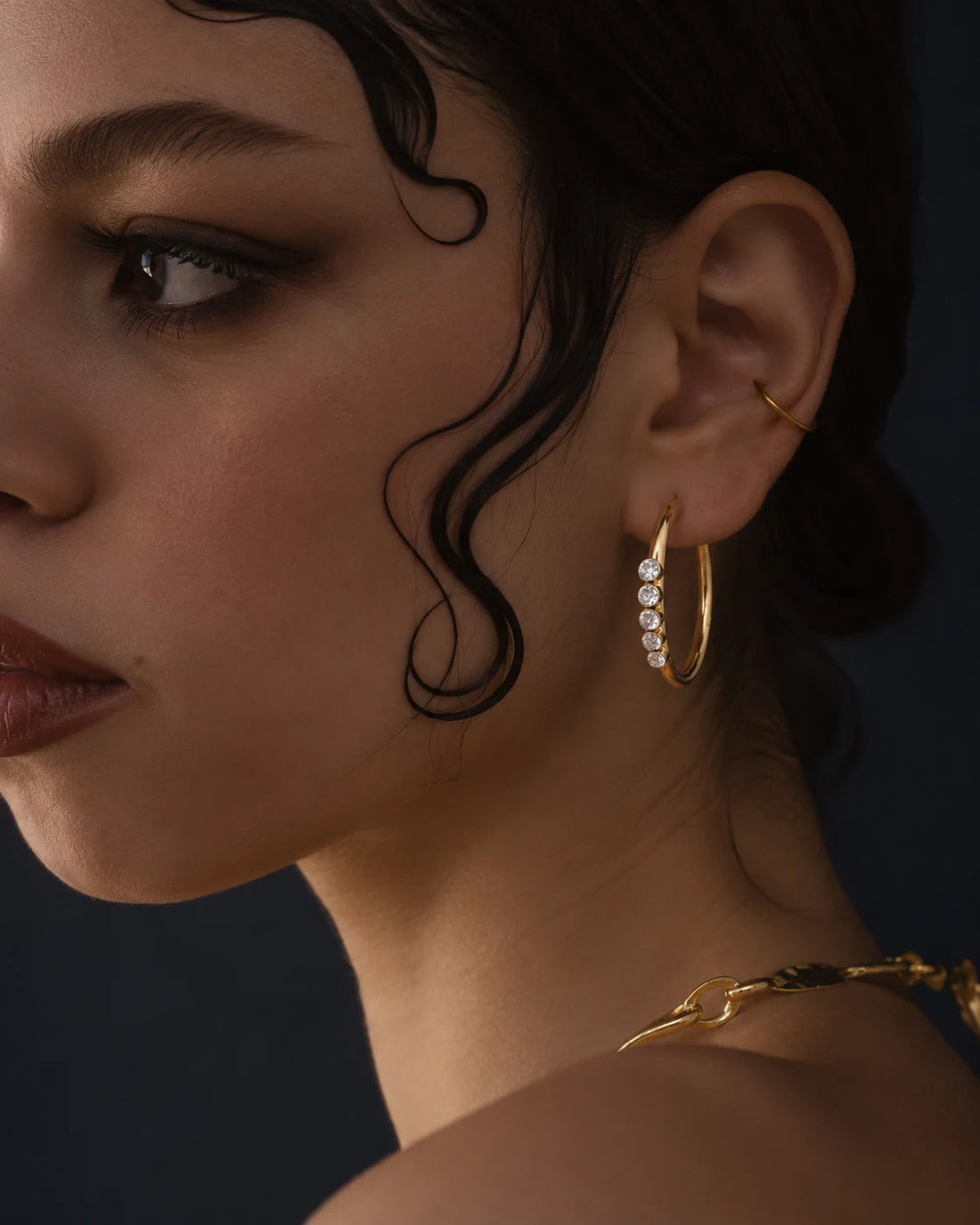 Drama Hoop Solitaire Earrings for Women