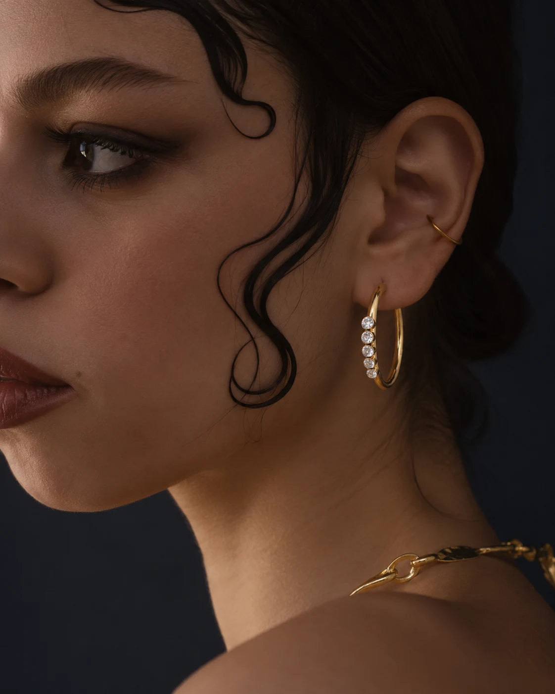 Drama Hoop Solitaire Earrings for Women