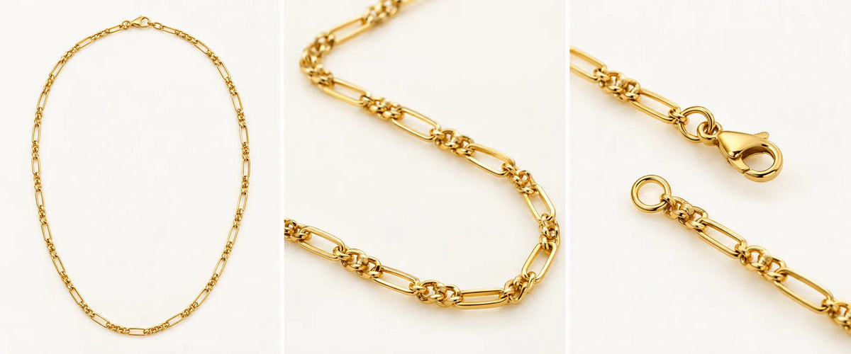 Mixed-Link Figaro Chain Necklace for Men