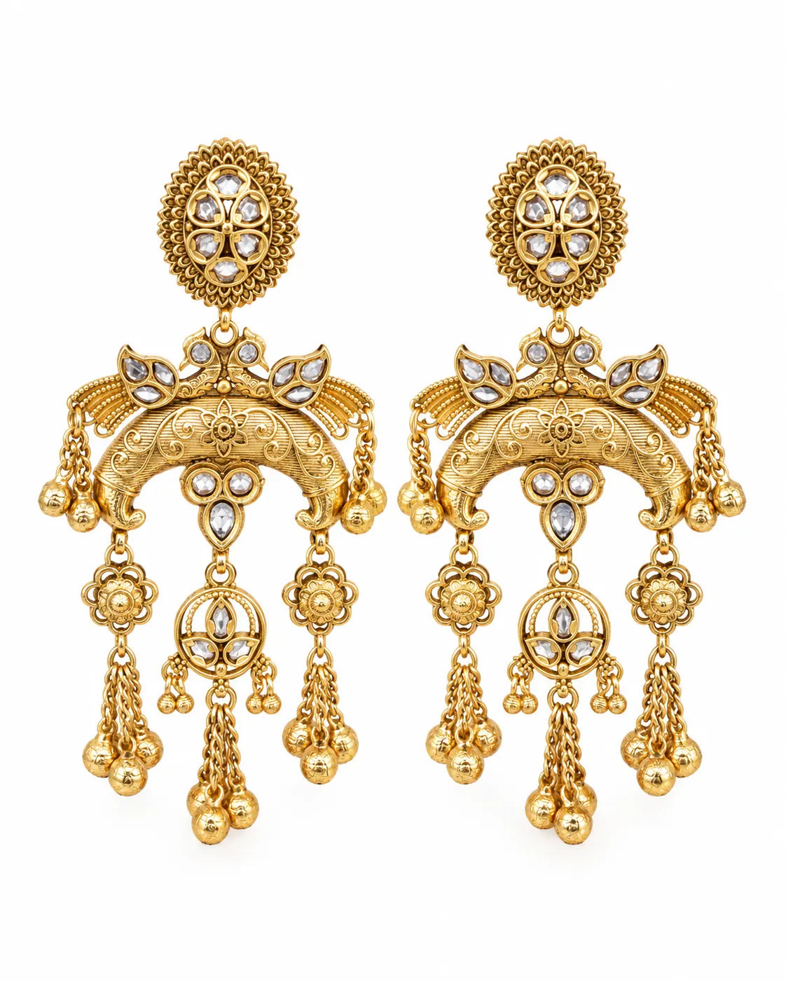 Morni Kundan Chandbali Earrings