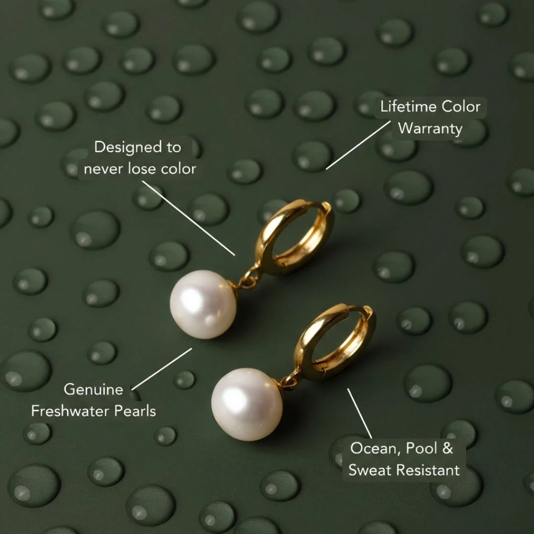 Freshwater Drop Pearl Hoop Earrings
