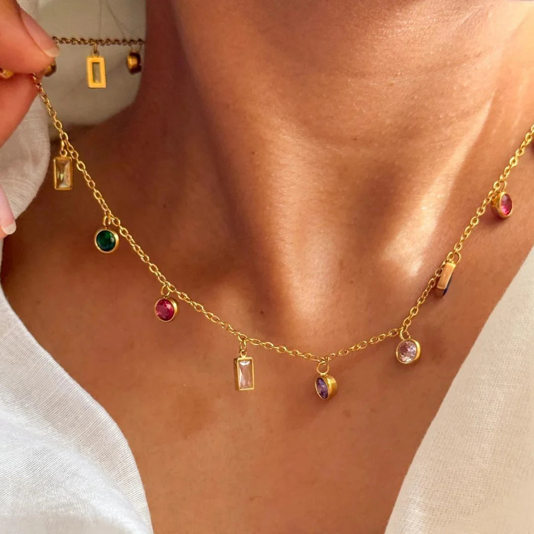 Rainbow Dainty Multi-Charm Necklace