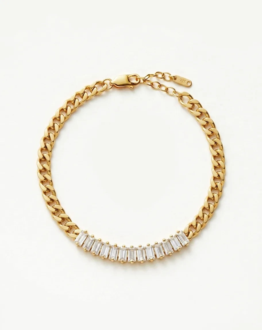 Ridge Baguette Curb Bracelet