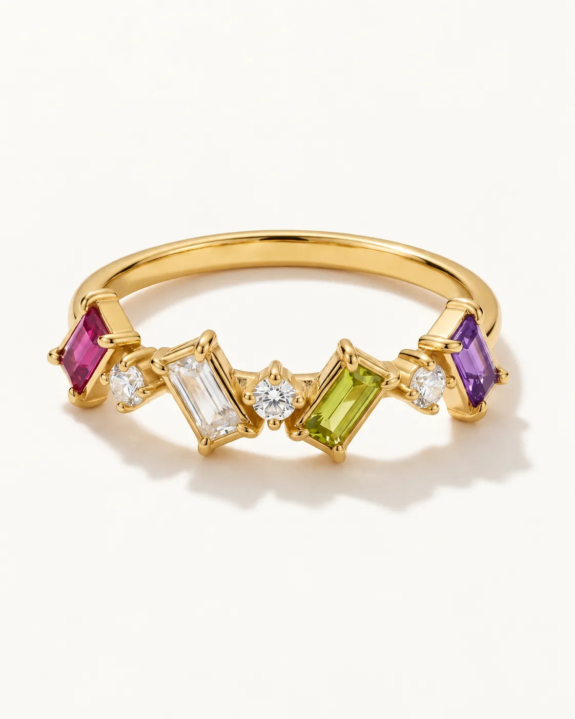 Aurora Crown Ring – waterproof statement ring for women, multicolour stones in a crown setting, anti-tarnish 18K gold PVD | Priskel Jewellery