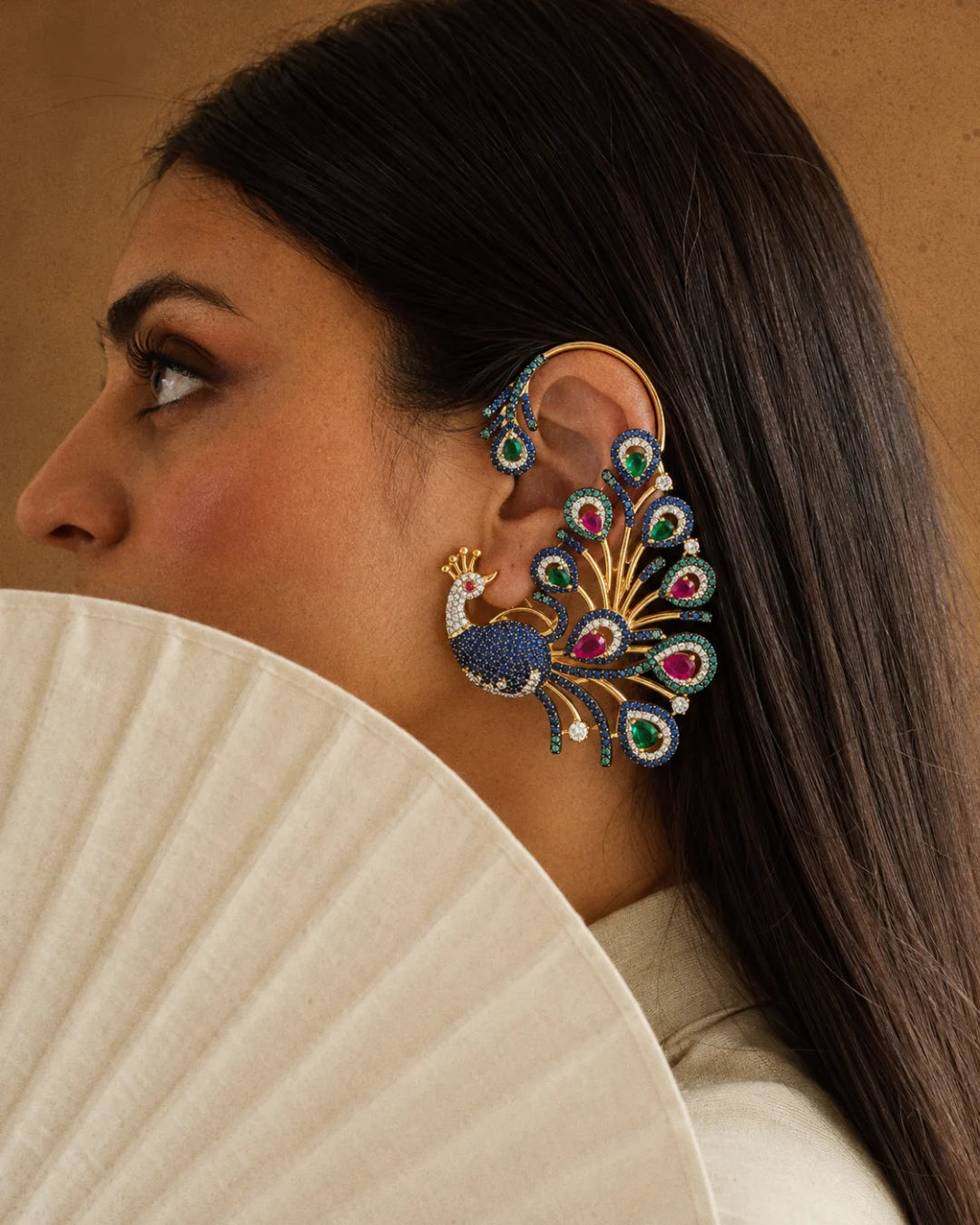 Royal Bengal Heritage Peacock Ear Cuff