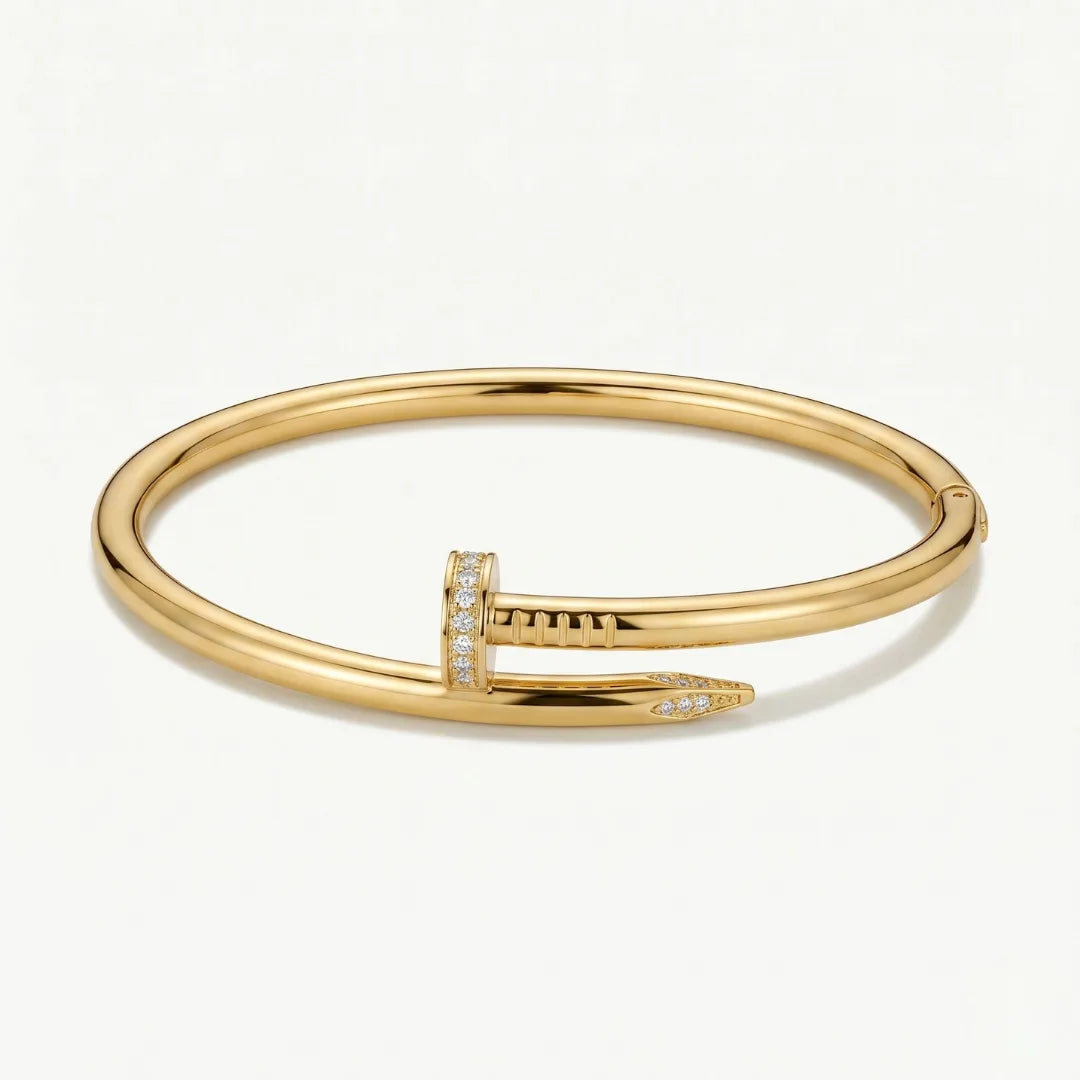 Crystal Nail Bangle on white, side view – sweatproof, hypoallergenic bangle