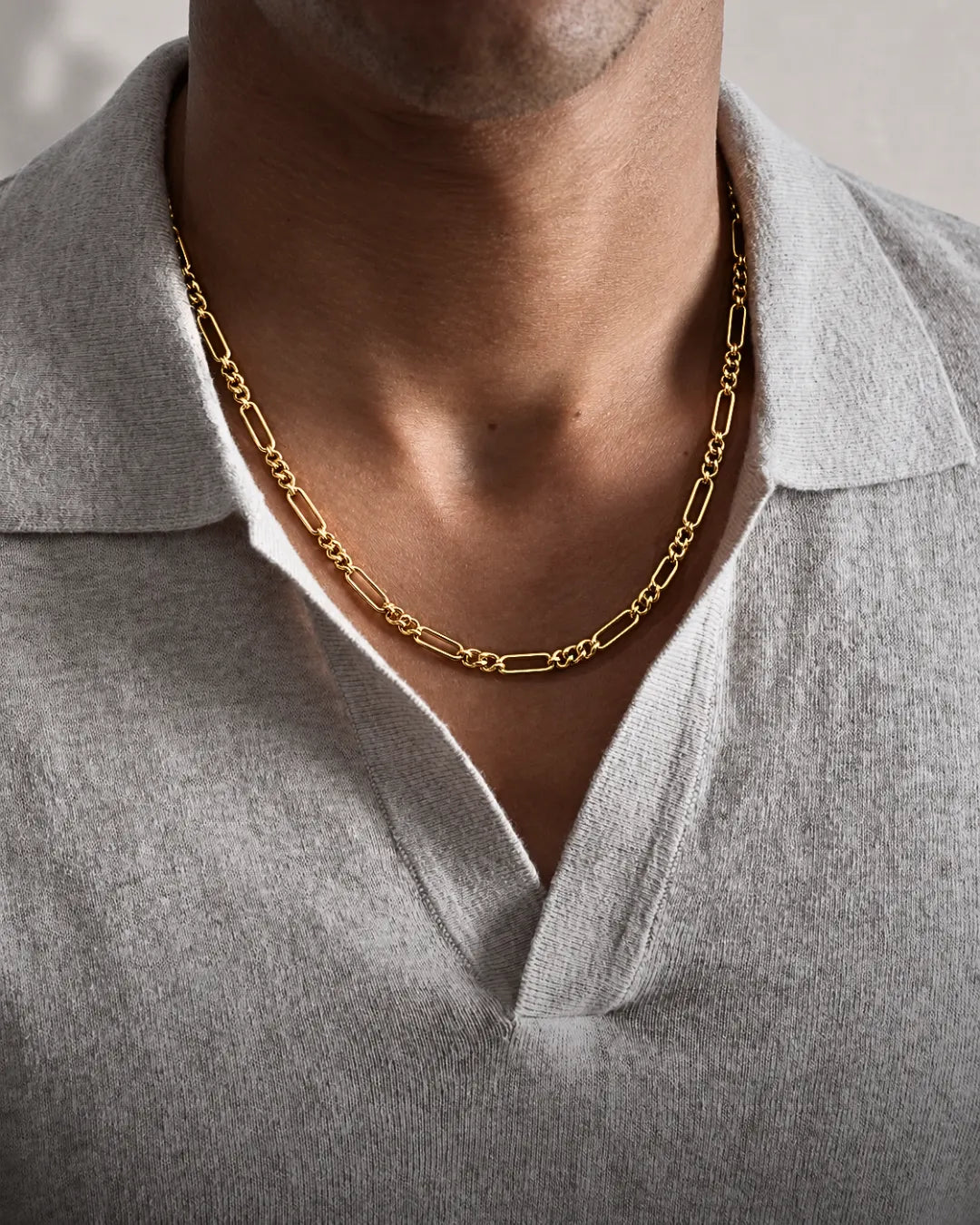 Mixed-Link Figaro Chain Necklace for Men