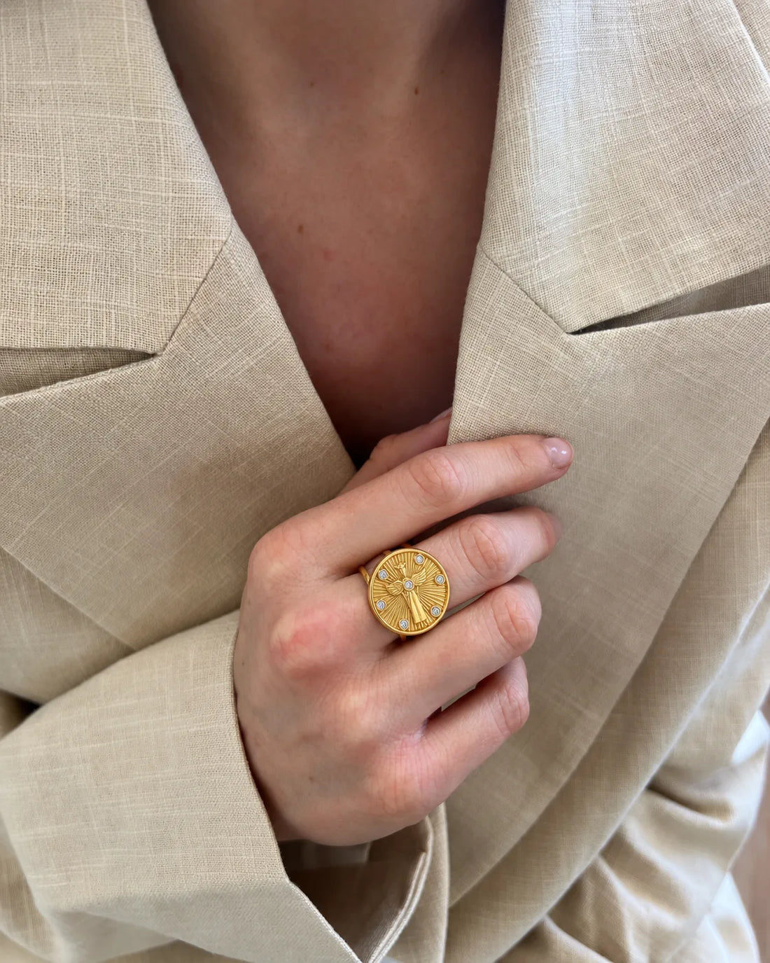 Guardian Angel Coin Ring for Women