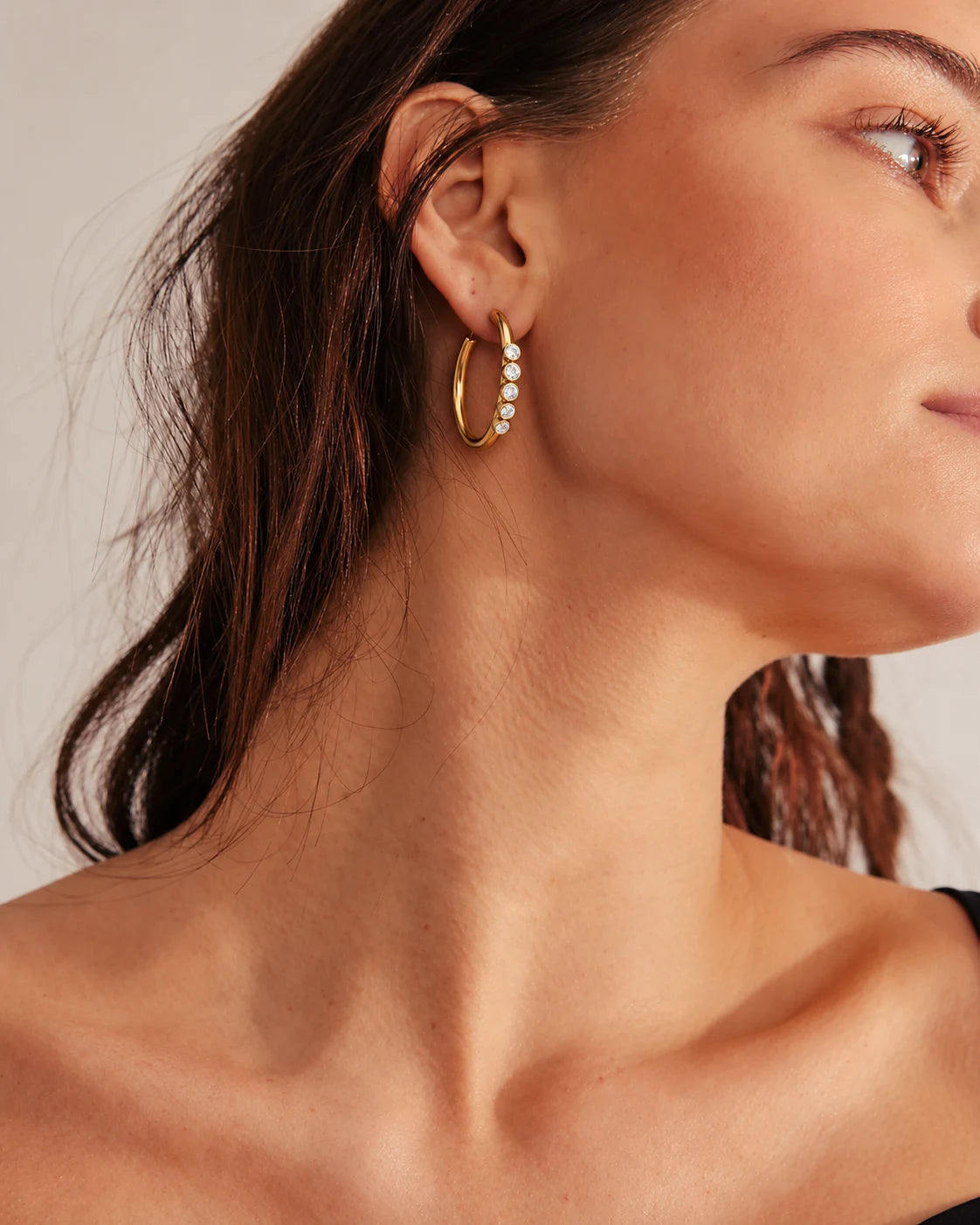 Drama Hoop Solitaire Earrings for Women