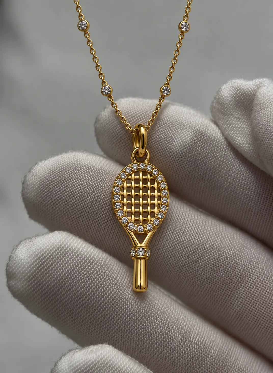 Pavé Tennis Racket Charm for Women