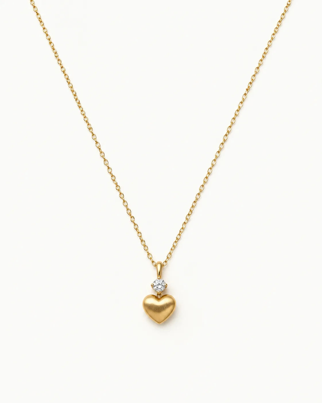 Puffed Heart & Crystal Pendant Necklace for Women