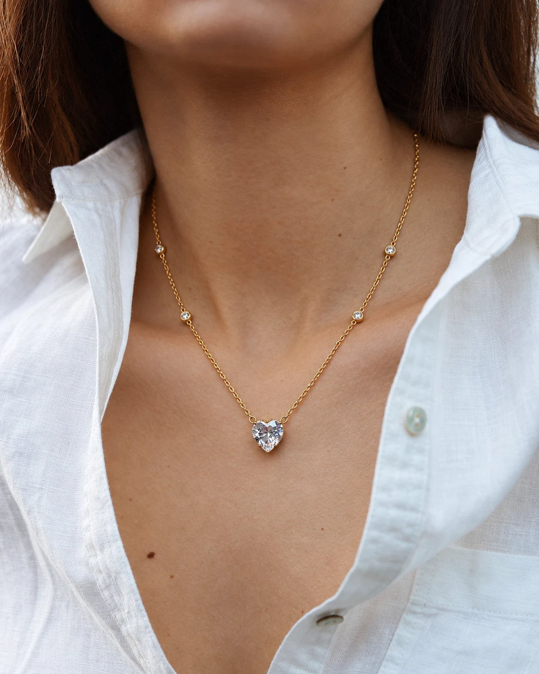 Crystal Heart Necklace for Women