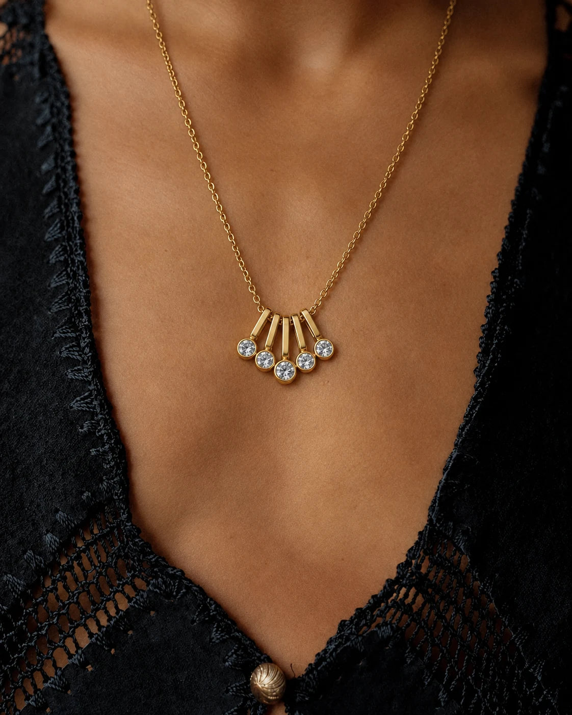 Crystal Drop Cascade Necklace for Women