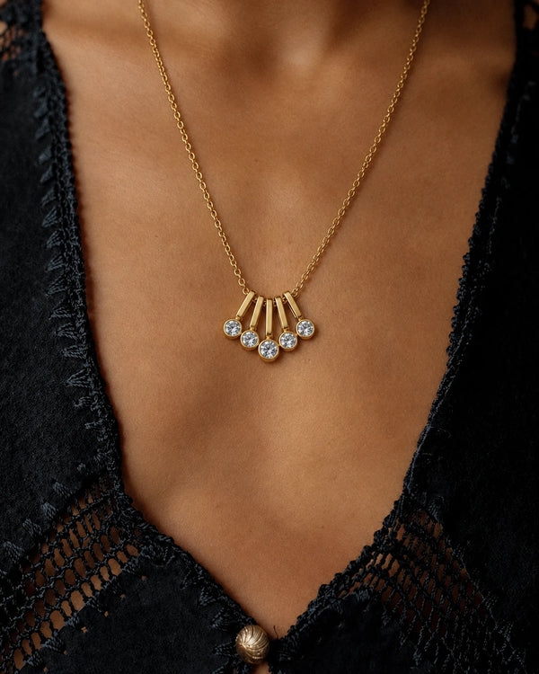 Crystal Drop Cascade Necklace for Women