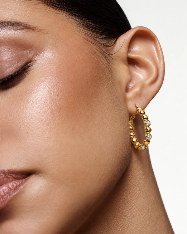 Crystal Heart Beaded Hoop Earrings for Women