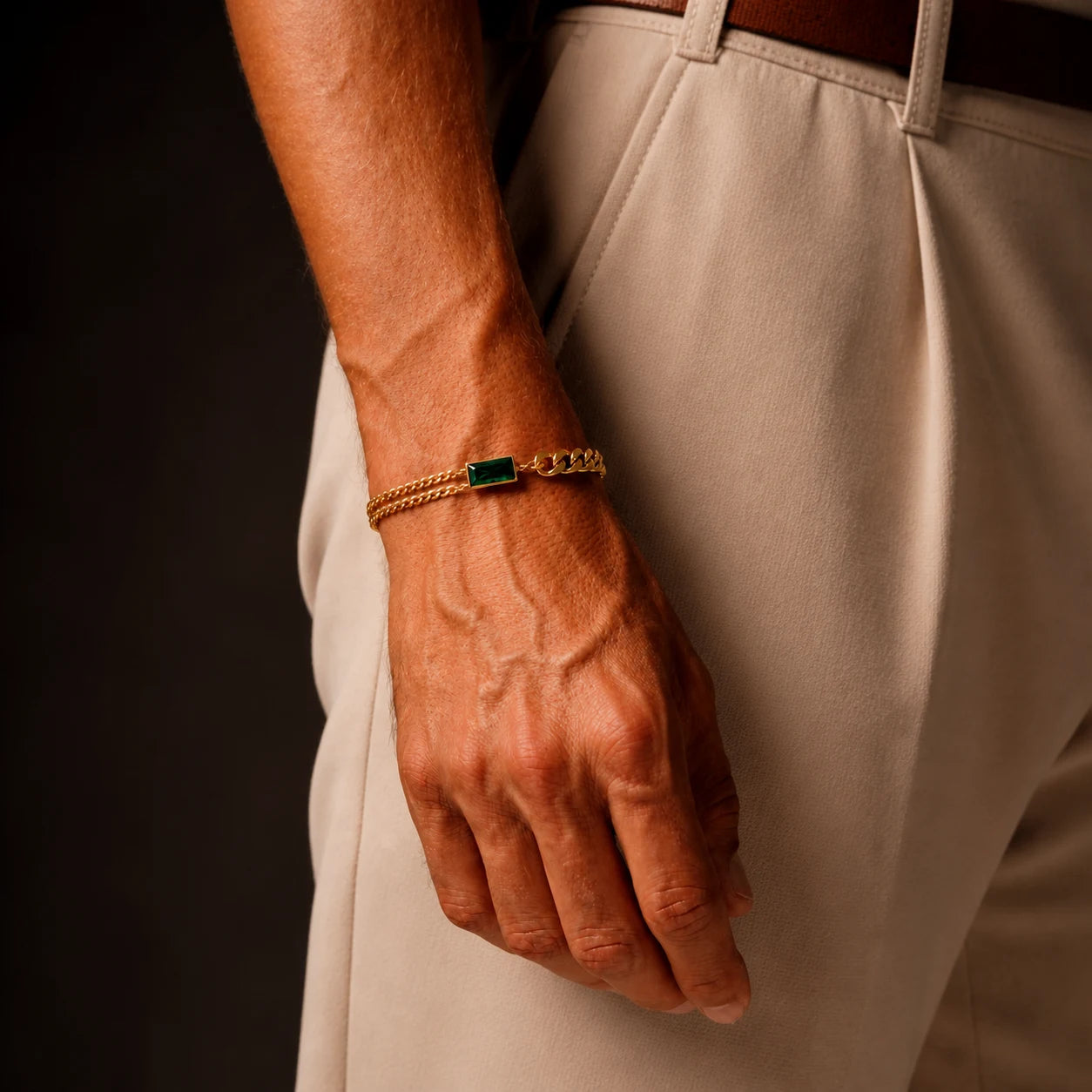 Emerald Split Curb Bracelet