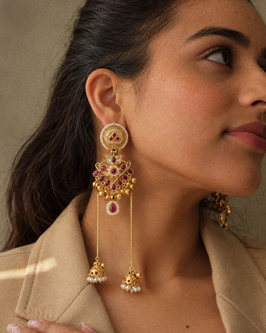 Kamalini Lotus Jhumka Danglers