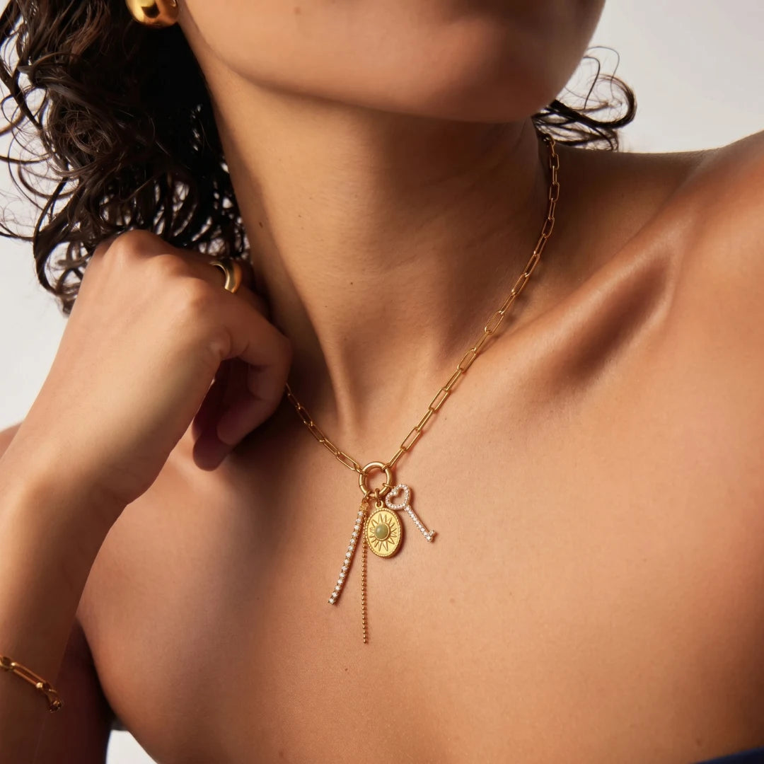Heart Key Charm Necklace
