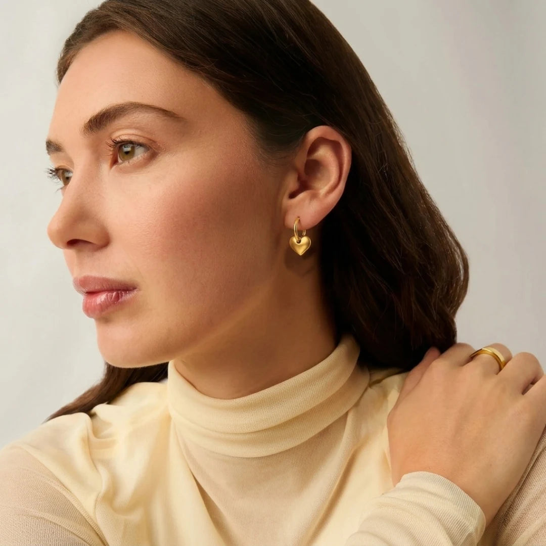 Gold Heart Hoop Earrings