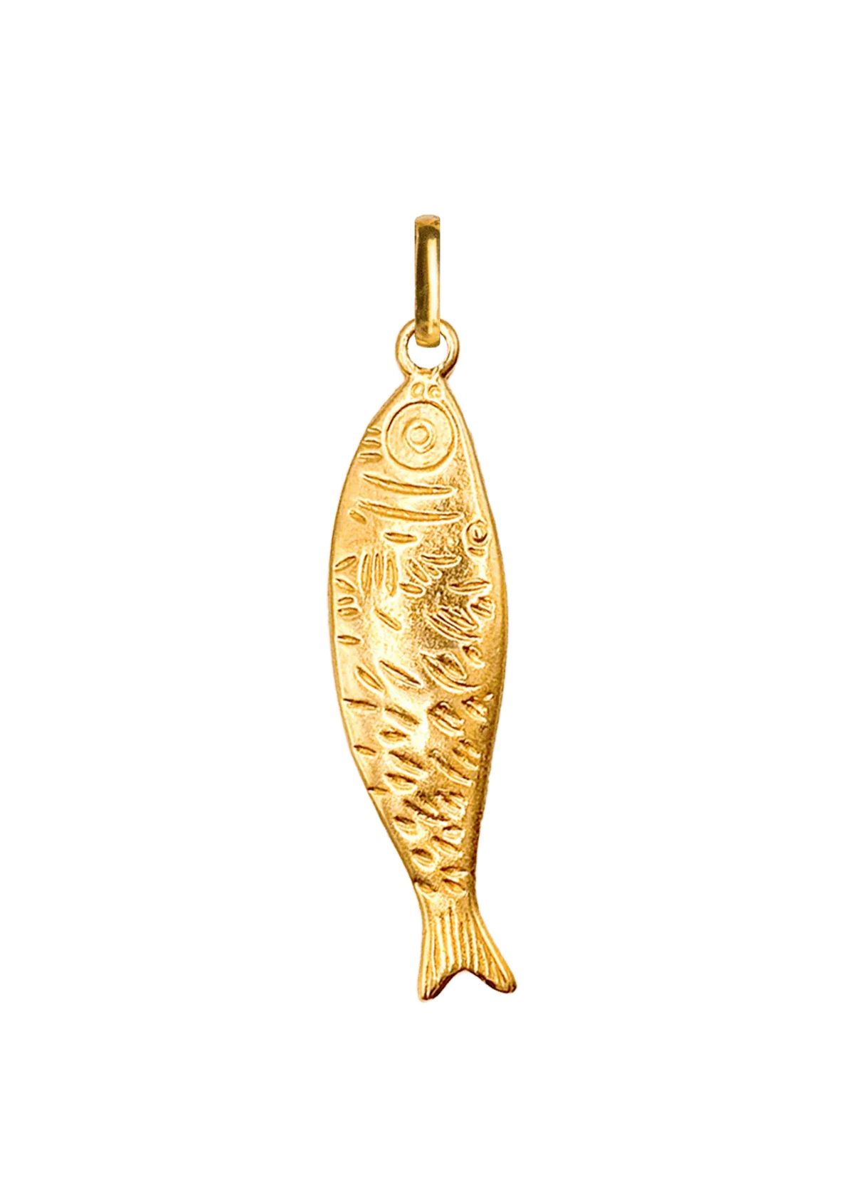 Lucky Fish Charm, angled view showing the textured fish body – charm you can wear in the shower