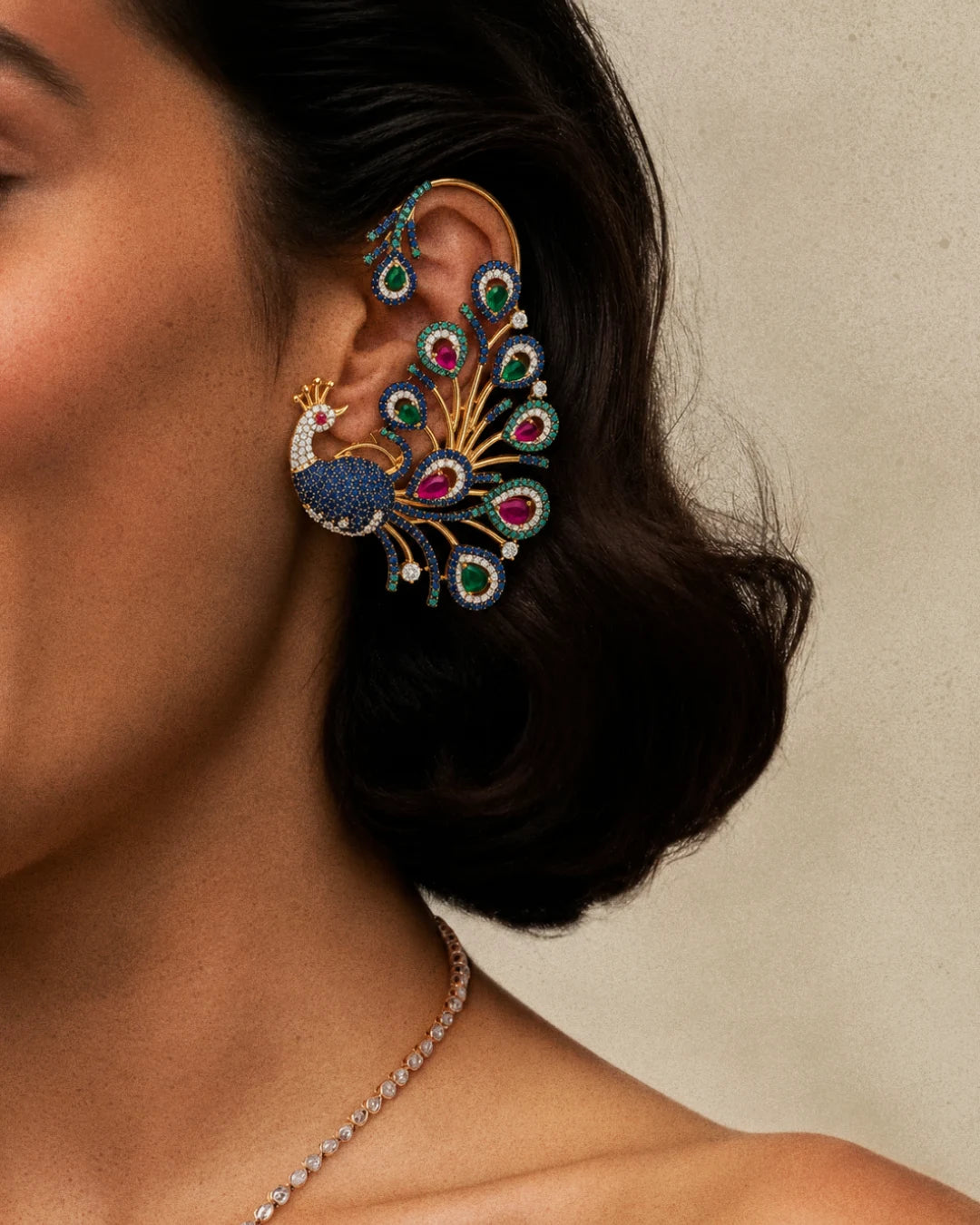 Royal Bengal Heritage Peacock Ear Cuff