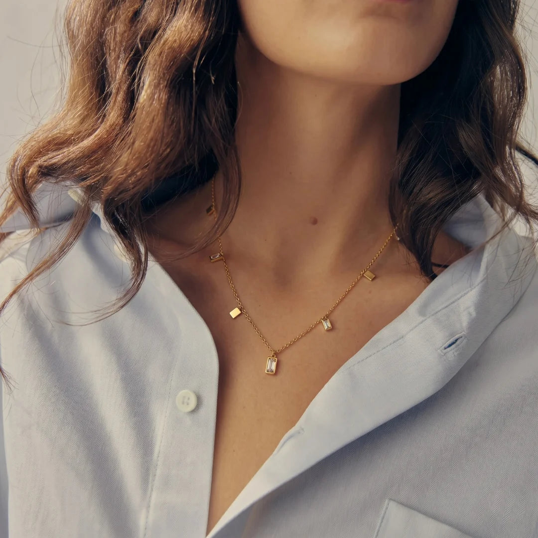 Baguette Station Necklace