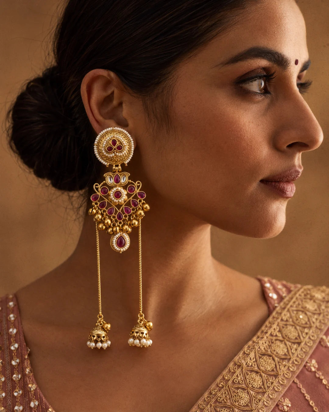Kamalini Lotus Jhumka Danglers