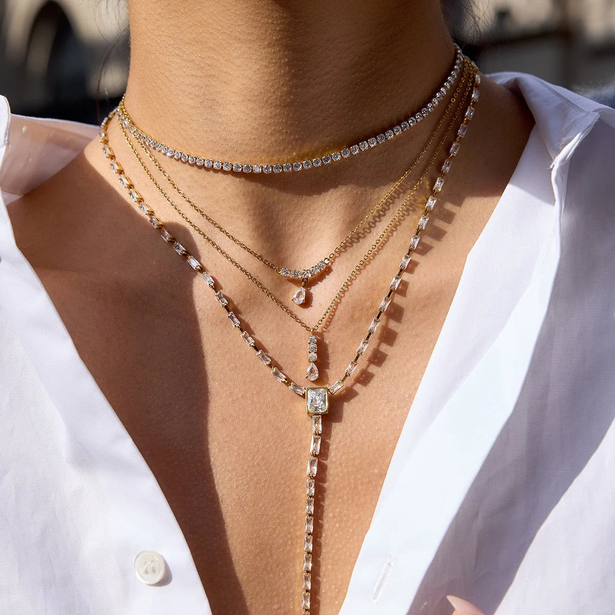 Crystal Y Necklace