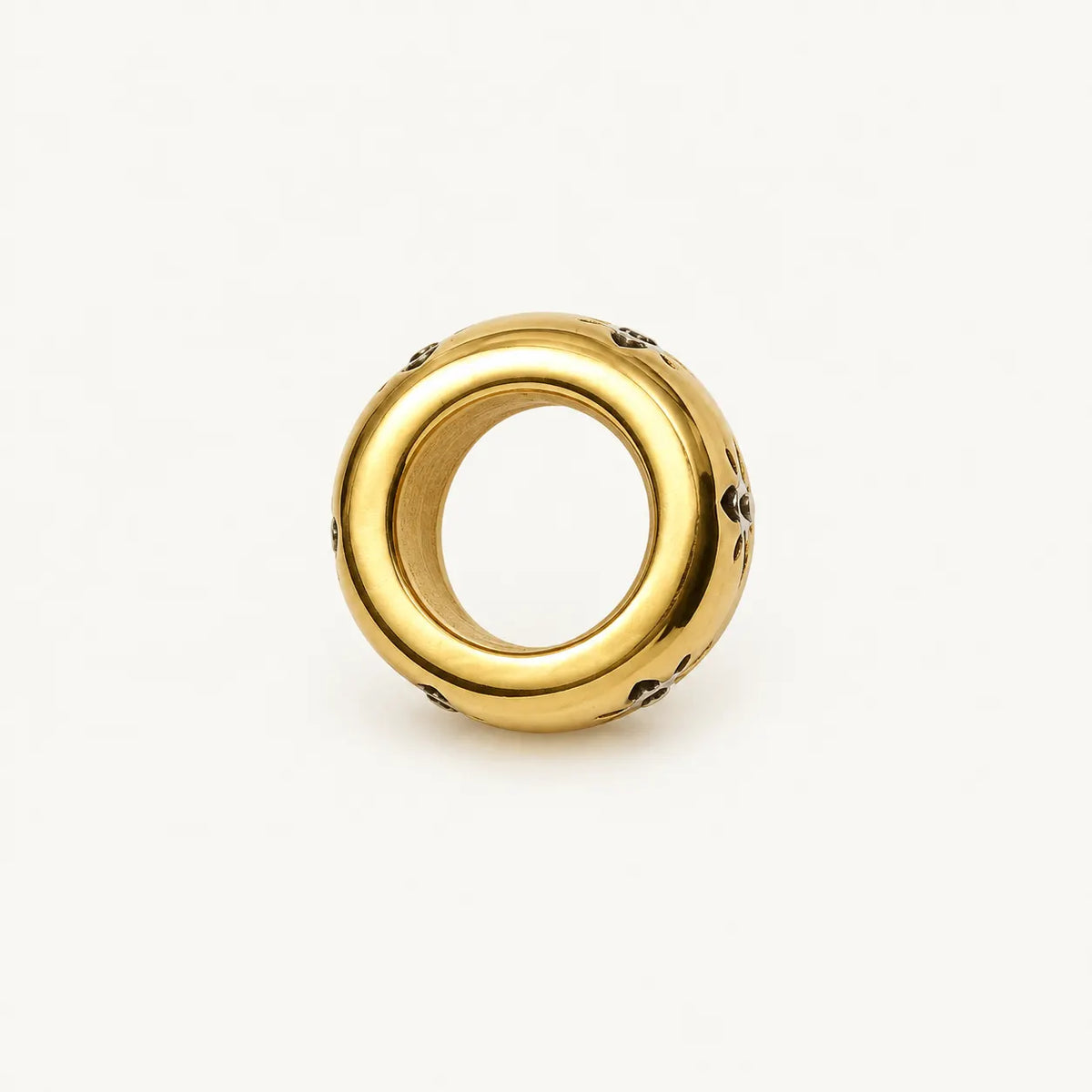 Studded Gold Ring Charm – waterproof gold charm, gold circle with a row of stone studs, anti-tarnish 18K gold PVD | Priskel Jewellery