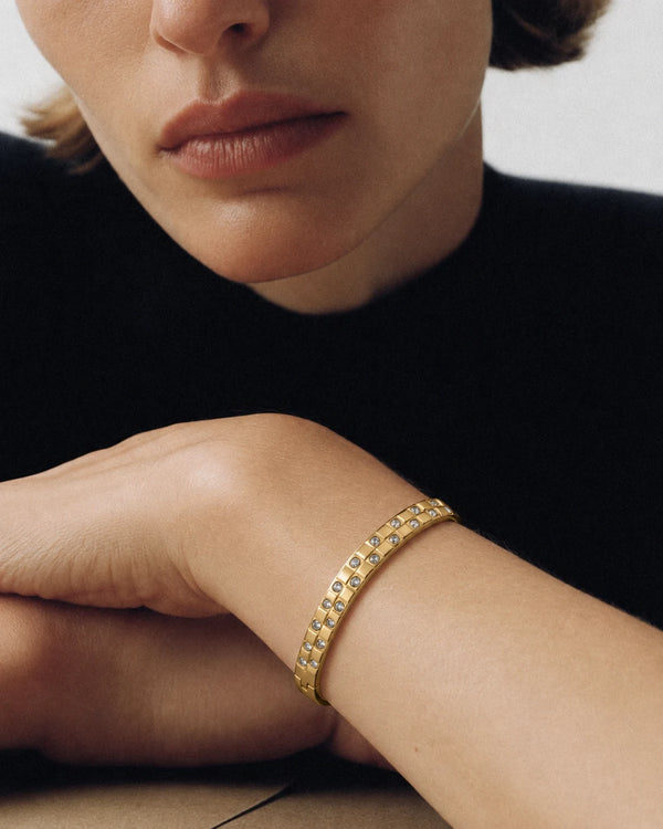 Double Row Crystal Bangle for Women