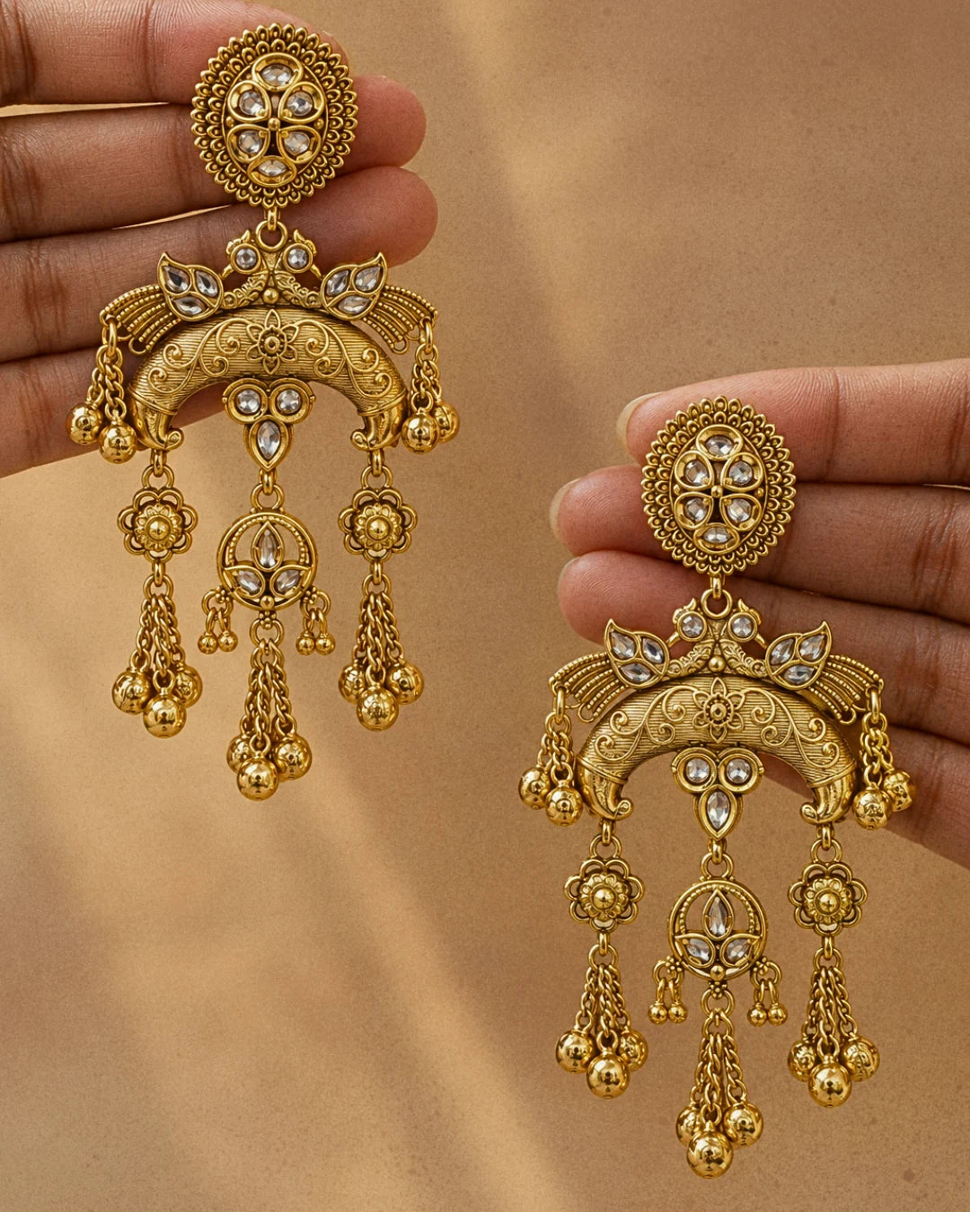 Morni Kundan Chandbali Earrings
